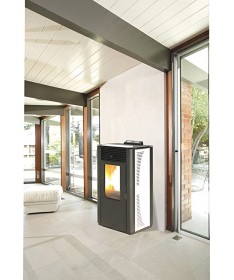 Termostufa A Pellet King Idro 14 KW Bianca Con Telecomando