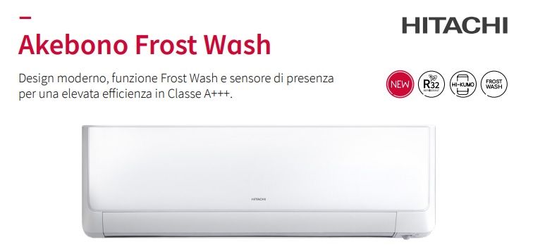 Condizionatore Climatizzatore Hitachi Monosplit Inverter Akebono Frost Wash R Btu Rak